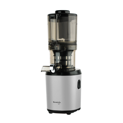 Vista em ângulo AUTO6 Slow Juicer Mãos Livres Azul Prata